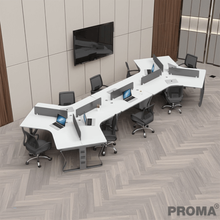 [Pre-order] โต๊ะทำงาน Proma-POD-05 สีขาว/ดำ แบบ 8 ที่นั่ง (ไม่มีตู้เอกสาร)_9